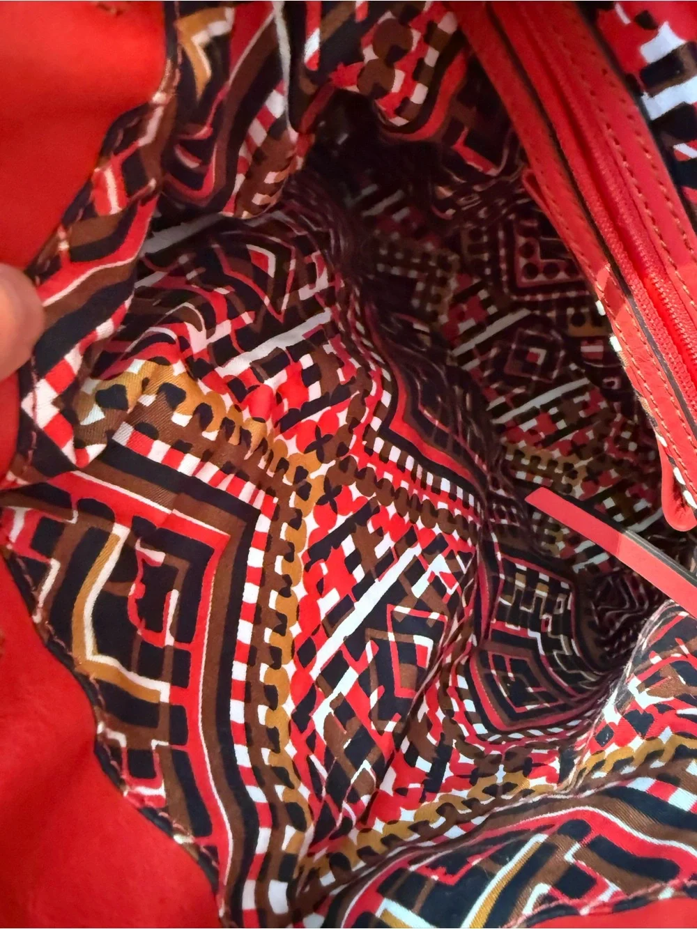 Vera Bradley Red Leather Backpack with Flap Drawstring